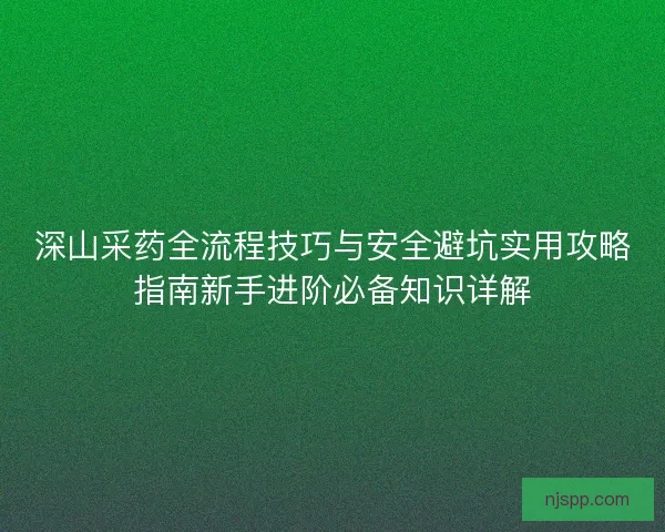 深山采药全流程技巧与安全避坑实用攻略指南新手进阶必备知识详解